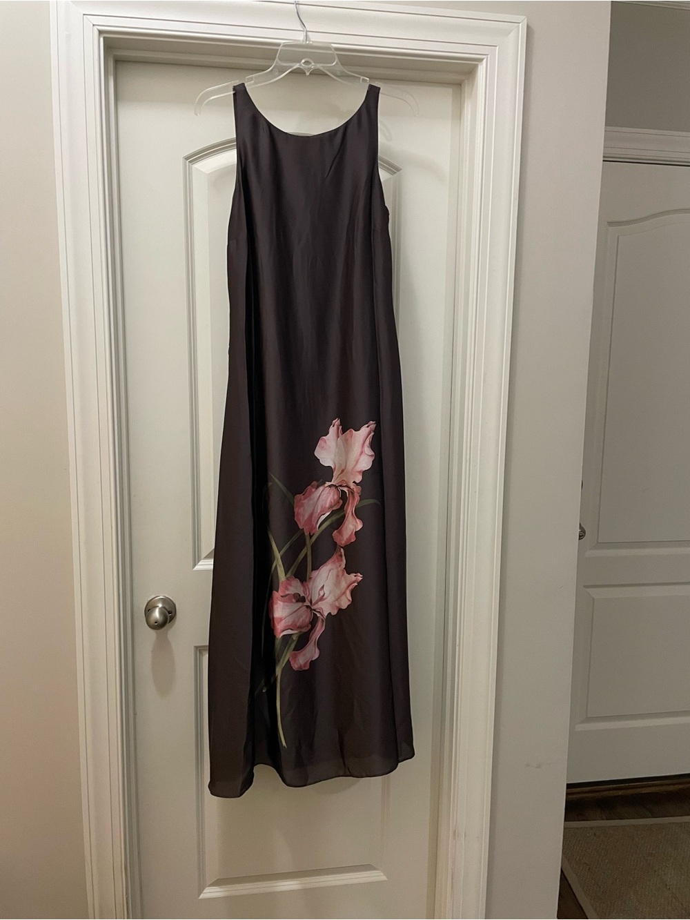 Ted Baker Dark Brown Midi Dress with Pink Floral Detail